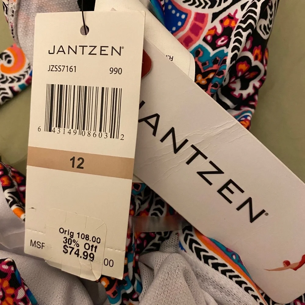 Jantzen Paisley Halter Plunge One Piece Swimsuit